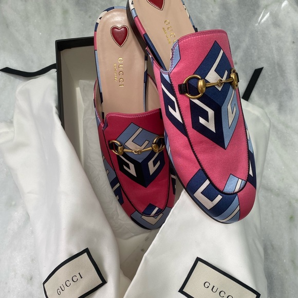 GUCCI PINK BLUE HORSEBIT SANDALS - Picture 7 of 7
